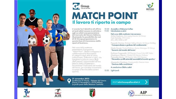EVENTI. Match Point: il progetto per il “dopo-carriera” degli atleti